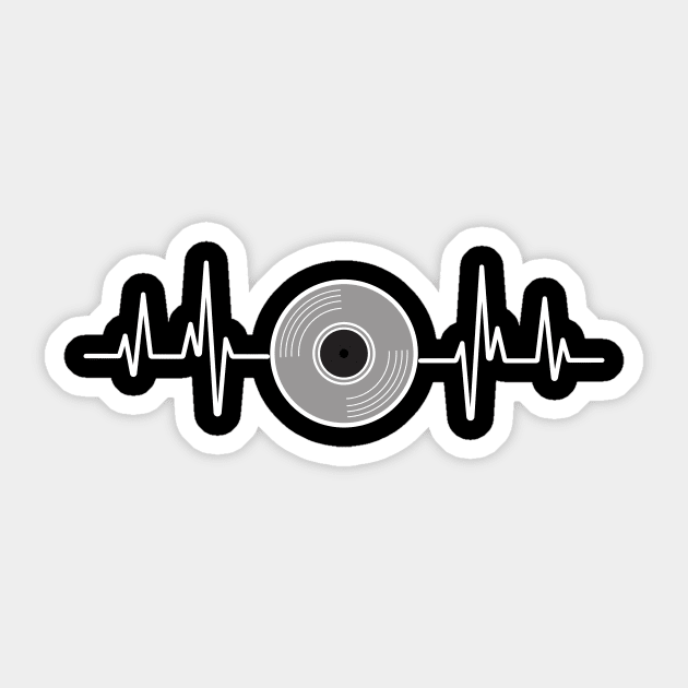 Vinyl and heartbeat design for vinyl record enthusiasts, dance music Lovers, EDM fans and ravers Sticker by BlueLightDesign